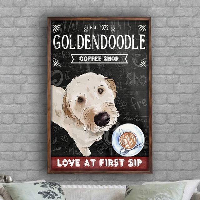 Goldendoodle Dog Coffee Shop Poster